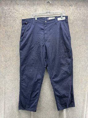 Carhartt Pants Mens 38x30 Blue Chino Pleated Relaxed Fit Workwear Straight Leg